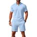 New Men's Summer Casual Sports Versatile Slim Fit Short Sleeved Fashion Polo Shirt And Shorts Set_viptrois.com