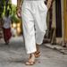Men's Clothing Men's Casual Summer Elastic Waist Drawstring Multi Pocket Cotton And Linen Trousers Beach Pants_viptrois.com