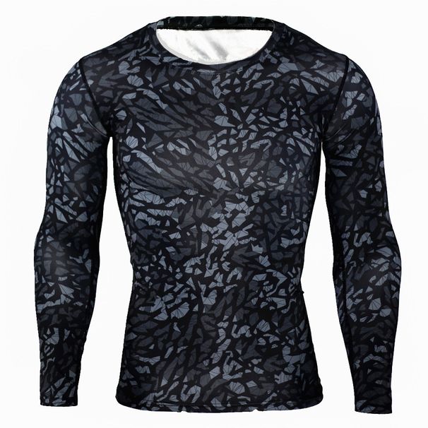Men's Clothing spring and summer new long-sleeved T-shirt sports fitness clothes men's casual tight breathable camouflage clothes_viptrois.com