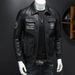 Men's Clothing Jacket Casual Leather Men's Biker Jacket Slim PU Leather Jacket With Lapel_viptrois.com