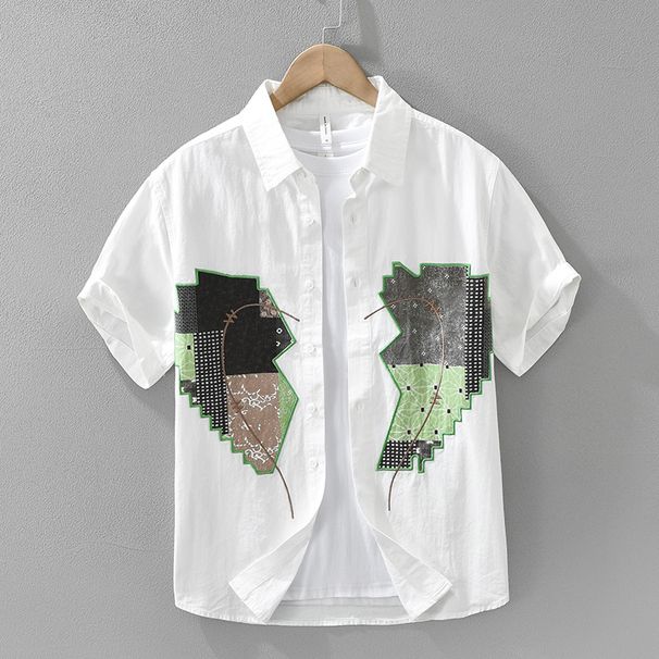 Trendy And Personalized Short Sleeved Shirt For Men, Fashionable And Versatile, Artistic And Casual Loose Top_viptrois.com