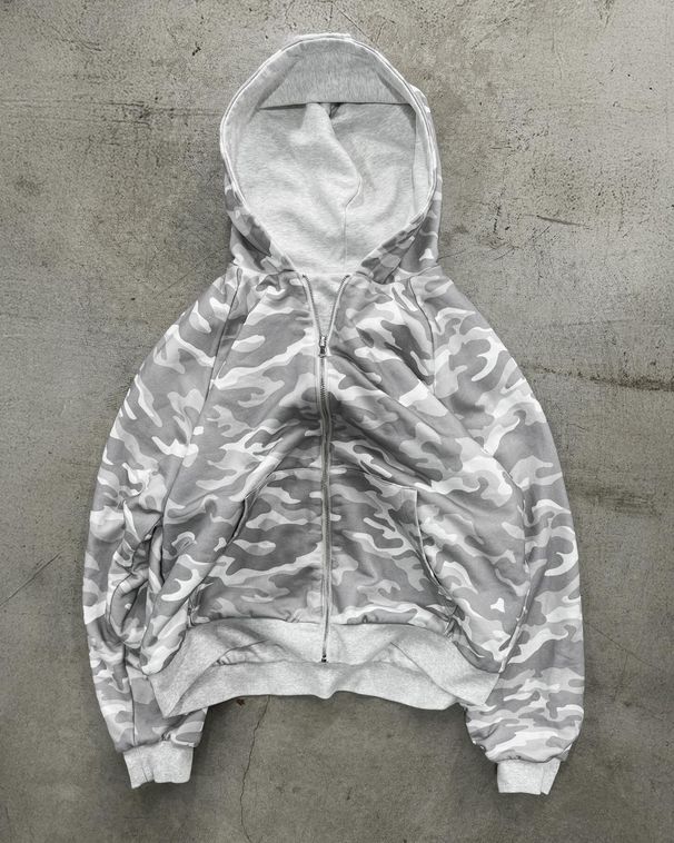 "Reversible Camo Hooded Sweatshirt - Unisex Streetwear Cardigan, Double-Sided Wear For Couples & Individuals"_viptrois.com