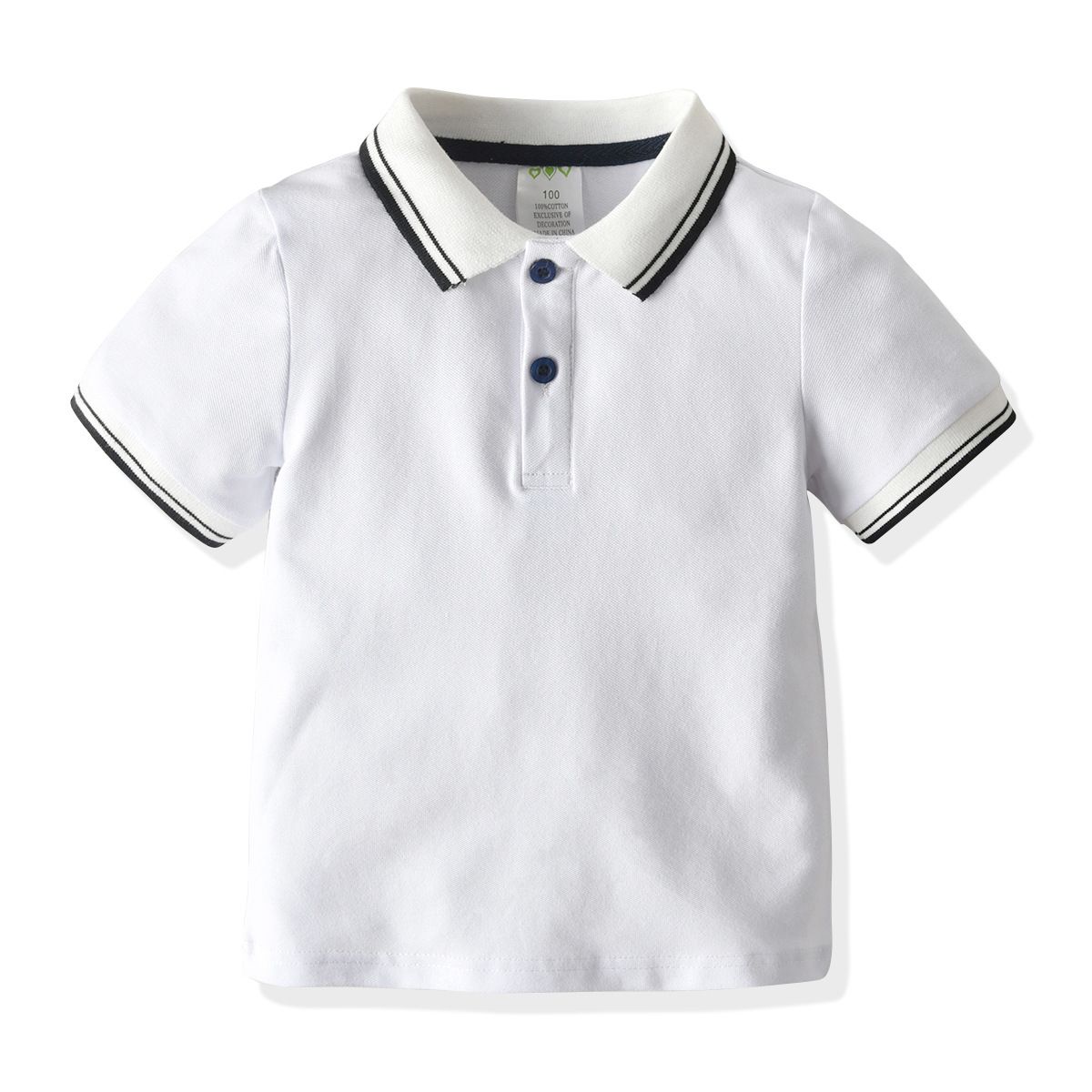 Mother&Kids Children's preppy boys' short-sleeved T-shirt Summer cotton bead lapel short-sleeved polo shirt_viptrois.com