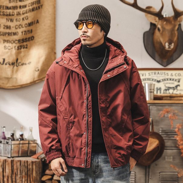 American Retro Workwear Men, Autumn And Winter Thickened Windproof Outdoor Commuting Warm Cotton Coat Jacket For Men_viptrois.com
