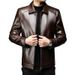 New Autumn Winter M's Middle-Aged Young People, Casual Zipper Lapel, Thin Jacket, Loose And Plush Leather Jacket For_viptrois.com