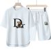 Summer Trendy Men's Sporty Casual Two Piece Set Crew Neck Retro Short Sleeve Suit_viptrois.com