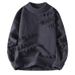 Winter Sweater Men's Trend Solid Color Versatile Round Neck Long Sleeve Thickened Base Japanese Lazy Ripped Knitted Sweater_viptrois.com