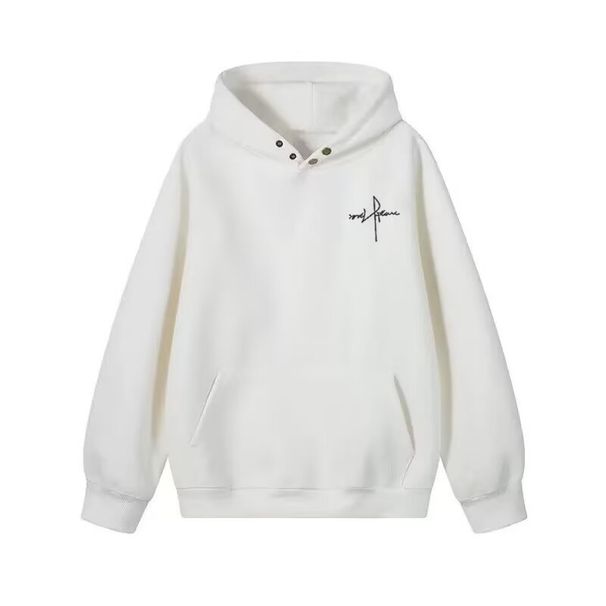 Premium American Vintage Heavyweight Fleece Hooded Sweatshirt For Men – Retro Button-Up Design With Side Pockets (Black/White/Gray, Sizes M-5XL)_viptrois.com