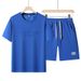 Men's Clothing Sports Suit Men's Versatile High End Shorts And Short Sleeves Summer Thin Ice Silk Two Piece Suit_viptrois.com