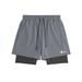 Men's quick-drying zipper shorts men's elastic fitness sports loose running casual fake two-layer pants basketball exercise pants_viptrois.com