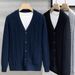 Men's Slim Fit Knit Cardigan Sweater - Casual Long Sleeve Open Front Coat For Autumn & Winter_viptrois.com