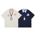 Men's Clothing American Retro Contrast Color Design Lapel Short Sleeved T Shirt Men's 2025 Summer Loose Casual Versatile Couple Tops_viptrois.com