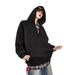 Pure Cotton V-neck Hooded Sweatshirt Loose Casual Pullover Hoodie Top Solid Color Simple_viptrois.com