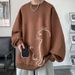 Hong Kong Style Men's Fleece Thickened Sweater Crew Neck Autumn Trendy Brand Loose Pullover Top Ins_viptrois.com