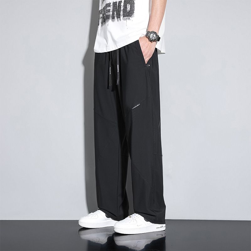 L-10Xl New Plus Size Men's Ice Silk Nylon Fabric High Elastic Summer Versatile Sports Casual Long Pants_viptrois.com