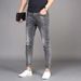 Cropped Jeans Summer Thin Trendy New Fashion Brand Slim Fit Stretch Men's Pants 9/10 Length_viptrois.com