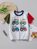 Mother & Kids Summer Clothing Boys White Short Sleeved Boys Trendy Children's T Shirt Cartoon Car Pattern Summer Half Sleeve_viptrois.com