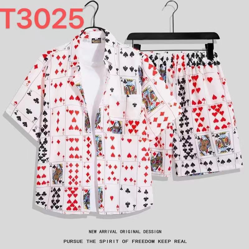 Men's Clothing Ice Silk Suit Men's Quick Drying Summer Short Sleeved Shirt Loose Large Size Floral Beach Shorts Couple Matching Two Piece Suit_viptrois.com