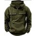 Autumn Winter New Men's Hooded Solid Color Youth Sports Multi Pocket Patch Leather Hoodie Jacket For Men_viptrois.com