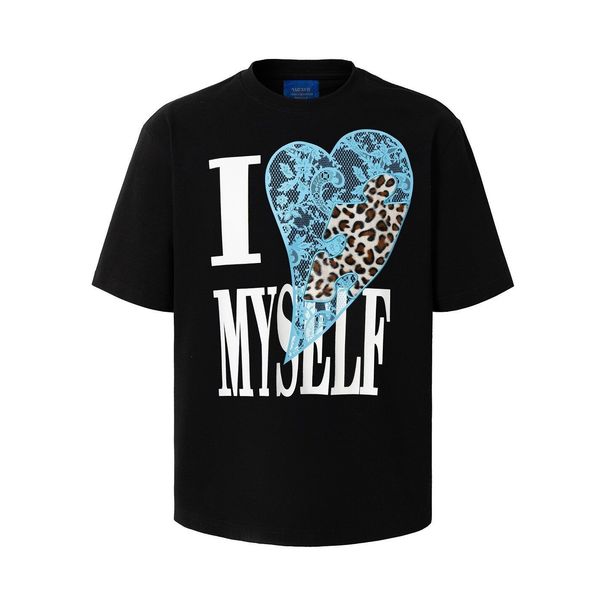 Unisex Vintage Love Yourself Leopard Print Lace Heart Graphic Short Sleeve T-Shirt Unisex Comfort Fit_viptrois.com