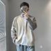 Pure Color-Block Stand Collar Striped Knit Men Spring Autumn Zipper Cardigan Sports Sweater American Casual Trendy Jacket_viptrois.com