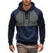 Autumn And Winter New Casual Men's Hooded Sweatshirt Contrast Color Stitching Plus Velvet Jacket Men_viptrois.com