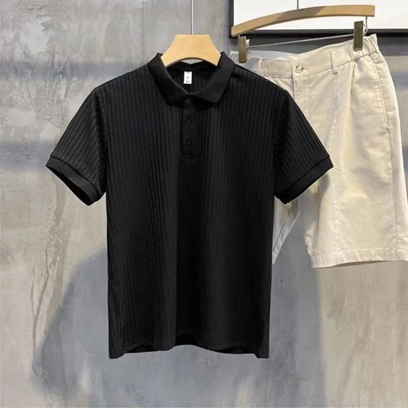 Men's Clothing Fashion Crew Neck Short Sleeve T-Shirt - Breathable Polyester Casual Tee With Striped & Embroidered Design For Summer_viptrois.com