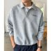 Men's Retro Polo Collar Sweatshirt With Color Block Letter Print, Oversized Fit, Casual Streetwear Pullover For Autumn_viptrois.com