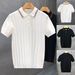 Men's High End Light Luxury Knitted Polo Shirt Short Sleeved Ice Silk Collar Solid Color New Summer Style T-Shirt_viptrois.com
