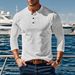 Men's Outdoor Versatile Casual Corduroy Shirt Top Solid Color Round Neck Long Sleeve_viptrois.com