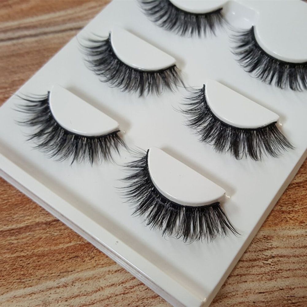 Gwong 3 Pair Natural Looking Thick Cross False Eyelashes Makeup Beauty Eye Lashes_viptrois.com
