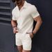 Men's Clothing Short Sleeved Shirt Shorts Sports Leisure Beach Two Piece Suit_viptrois.com