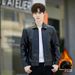 Leather Jacket Men's Leather Jacket Single Clothing Casual Jacket Korean Version Green_viptrois.com