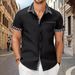 Men's Clothing Foreign Trade Summer New Short Sleeved Men's Shirt Casual Pocket Stitching Contrast Color Top_viptrois.com