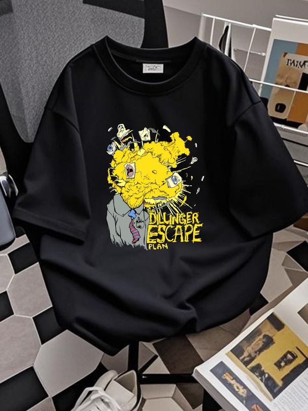 The Dillinger Escape Plan Exploding Head Graphic T Shirt Streetwear Soft Fashion Graphic Homme Unisex Slightly Stretched Casual Summer Versatile_viptrois.com