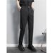 Men's Clothing Slim Straight Anti Wrinkle Suit Trousers Men's Non Iron Business Casual Trousers Advanced Drape Black Nine Point Small Suit Trousers_viptrois.com