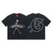 High Street Trendy Brand Heavy-Duty Washed Distressed Skull Letter Print_viptrois.com