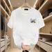 Pure Cotton Short T-s Casual Women's Summer Instagram White Round Neck Top Trendy And Versatile Men's Half Sleeved_viptrois.com