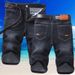 Thin Men's Straight Leg Jeans Shorts Elastic Slim Fit Summer Youth Mid-Length Pants_viptrois.com