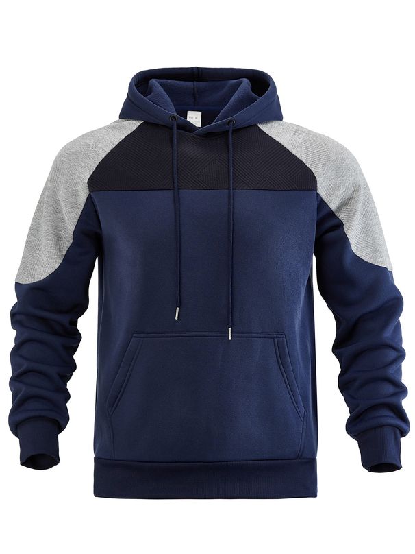 Men's Clothing Autumn And Winter New Trend Loose Large Size Color Matching Shoulder Hooded Sweatshirt Casual Pullover Top Jacket_viptrois.com