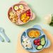 1pc 20x20x3cm Cute Bear Baby Food Supplement Tableware - Food Grade Silicone Suction Cup Dinner Plate Fall-proof Food Bowl_viptrois.com