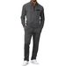 Men's Long Sleeve Checkered Polo Shirt - With Sleeve Zipper Detail (White/Dark Gray/Orange/Navy Blue/Light Gray/Black)_viptrois.com