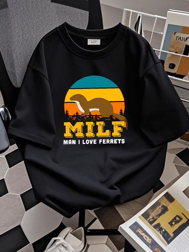 Man I Love Ferrets Mustela Putorius Funny Saying Unisex T-shirt Streetwear Slightly Stretched Graphic Homme Stylish Summer Breathable Soft_viptrois.com