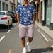 Men's Casual Summer Polo & Shorts Set – Breathable Printed Short-Sleeve Shirt With Comfort Fit – Trendy Two-Piece Outfit For Streetwear & Travel_viptrois.com