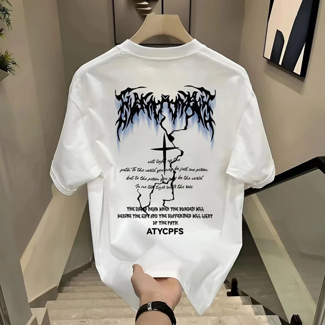 Men's Clothing Pure Cotton T Shirts High End Trendy Men's Summer T Shirts Tops High End Short Sleeved T Shirts Men's New Style Inner Bottoming Shirt_viptrois.com