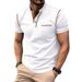 Men's New Short-sleeved Henley Shirt Fashion Round Neck T-shirt Colorblocking Tops_viptrois.com