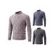 Men's High Neck Knit Sweater – Winter & Autumn Loose Fit Casual Pullover (Dark Gray/Khaki/Navy Blue)_viptrois.com