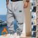 "Men's Velvet Cuff Sweatpants – Loose Fit Casual Pants For Winter (Black/Gray/Apricot, S-XXXL)"_viptrois.com