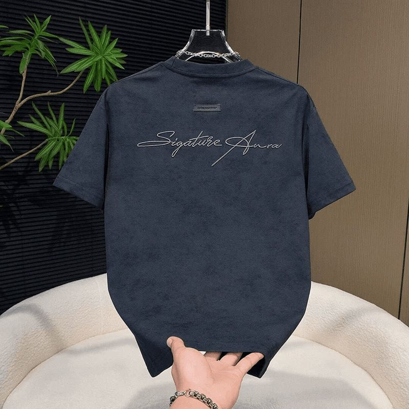 2026 New Embroidered Short Sleeve T Shirt For Men, Summer Round Neck Loose Fit Trendy Casual Top_viptrois.com