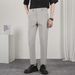 Men's Straight Leg Slim Fit Cropped Trousers 2024 Korean Style Trendy Wrinkle Free Elastic Casual Bottoms_viptrois.com